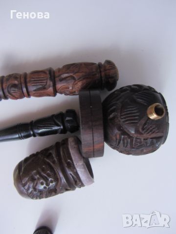 Автентична лула за пушене от дърво и камък на Yao Hill Tribe, снимка 7 - Антикварни и старинни предмети - 45478723