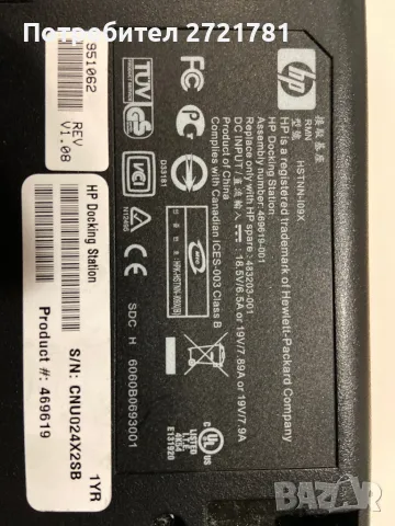 Докинг станция HP HSTNN-I09X, снимка 4 - Кабели и адаптери - 49942366