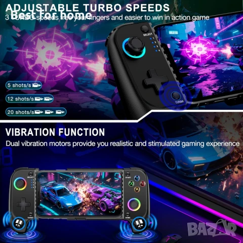  NinjaPlus OXБезжичен контролер за телефон за iPhone/Android с джойстик Hall, снимка 5 - Аксесоари - 50683564