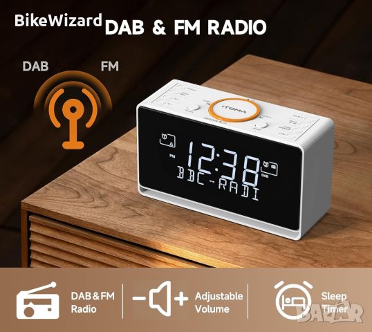 Будилник iTOMA DAB и FM радио Bluetooth, двойна аларма, снимка 4 - Други - 46719726