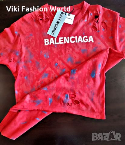 червена тениска balenciaga t shirt, снимка 1 - Тениски - 46487297