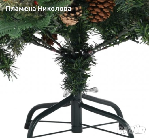 Изкуствена елха Luxury Diamond с червен глог и шишарки, снимка 4 - Декорация за дома - 52635045