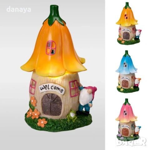 6536 Соларна градинска декорация лампа Къщичка Welcome, 20 cm