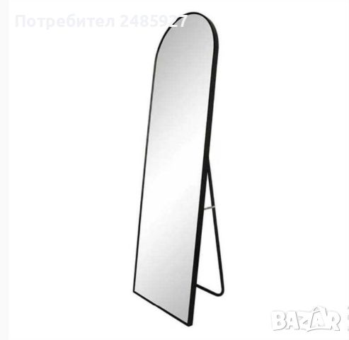 Огледало, Със стойка, 45 х 148  см, Метална рамка, Черен, снимка 1 - Огледала - 46263888