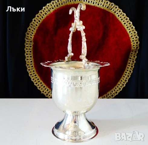 Посребрена медна захарница,поставка за лъжички JOHN'S. , снимка 7 - Антикварни и старинни предмети - 53404526