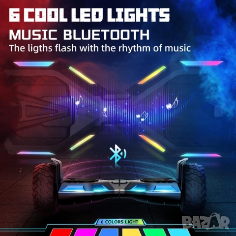 Ховърборд SISIGAD 8.5" Off Road Hoverboard Bluetooth, LED, All Terrain гуми, Самобалансиращ Скутер! , снимка 5 - Скейтборд, ховърборд, уейвборд - 52504674