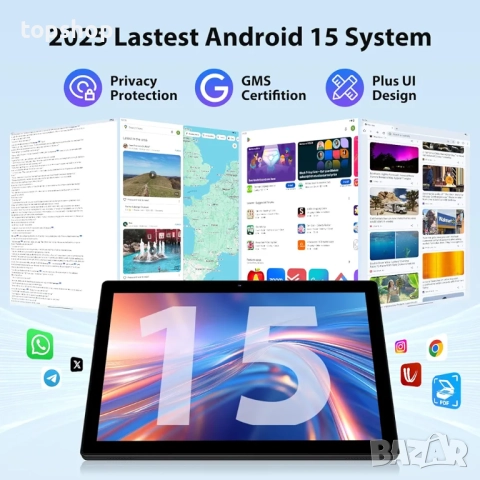 Нов RUSHAR 10-инчов Android 14 таблет с клавиатура - 36GB RAM + 128GB ROM (1TB TF), Octa-Core | WiFi, снимка 3 - Таблети - 52590297