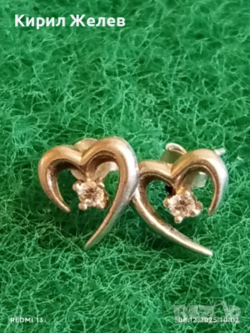 Стилни дамски обеци във формата на сърце ❤️ с кристали 25912, снимка 2 - Обеци - 52686168