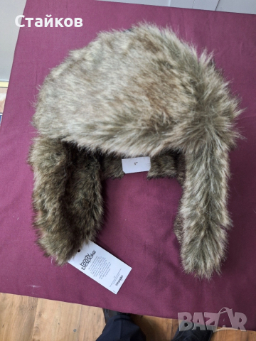 шапка ушанка Wrangler,черна с естествен заешки косъм, снимка 3 - Шапки - 53589616