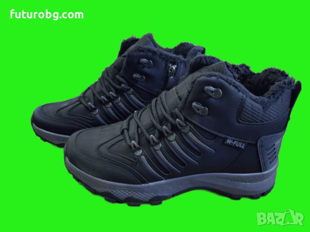 Водоустоичиви черни боти за мъже в черен цвят с лек сив акцент, снимка 2 - Мъжки боти - 52182490