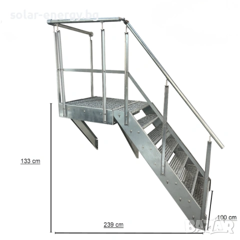 Метално стълбище с площадка 7 стъпала | За монтаж към стена | Поцинковано, снимка 3 - Други - 54236208