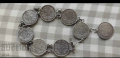 Стара сребърна гривна с монети     1883-1913г С Фердинанд 1 запазете спомен от Българския Лев и Исто, снимка 1