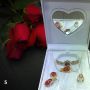 Елегантен подаръчен комплект бижута - пръстен, гривна, обеци и колие в луксозна кутия, снимка 5