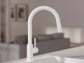 Бял смесител за кухня с изтегляща глава, 2 режима на струя - 9010, снимка 4