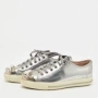 Кецове  Miu Miu Silver Crystal Swarovski Leather Sneakers., снимка 3