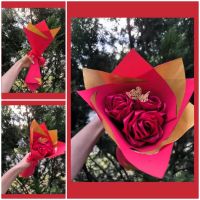 Букет от сатенени рози , снимка 2 - Изкуствени цветя - 45879516