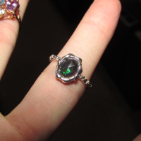 Сребърен пръстен с етиопски опал 8x7, тегло 2.5гр., снимка 3 - Пръстени - 45026482