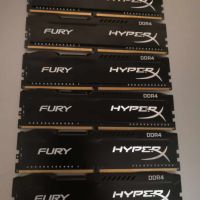 Рам памет 6x4GB DDR4 2666 Kingston HyperX Fury - HX426C15FBK2/8, снимка 1 - RAM памет - 45809115