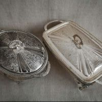 Комплект стари посребрени съдове, снимка 2 - Антикварни и старинни предмети - 45434042