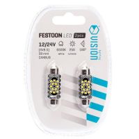 	Крушка VISION Festoon SV8.5 39 mm 12/24V 12x 2016 SMD LED, CANBUS, бяла, 2 бр.83207, снимка 3 - Аксесоари и консумативи - 45131060