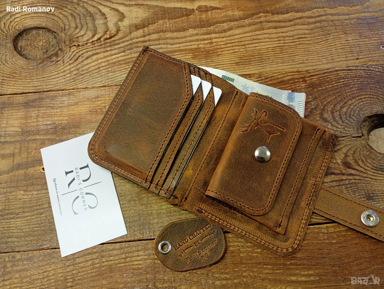 Ръчно изработен мъжки кожен портфейл , снимка 1