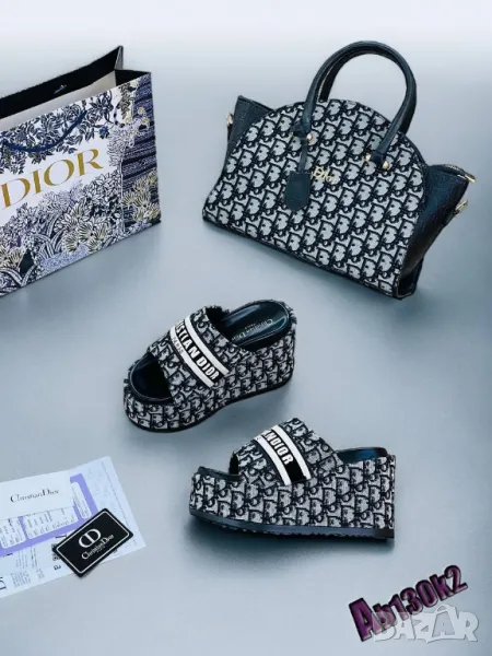 дамски чехли на платформа и чанта christian dior valentino , снимка 1