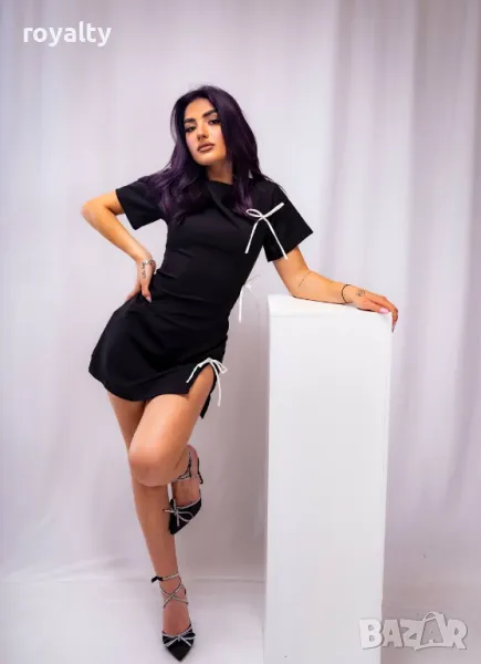 Елегантна черна стилна дамска рокля , снимка 1