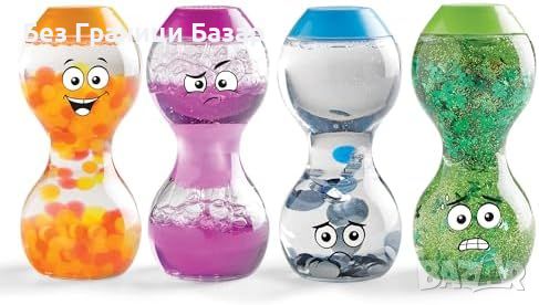 Нови Сензорни бутилки за емоции - Комплект от 4, Детски образователни играчки, снимка 1