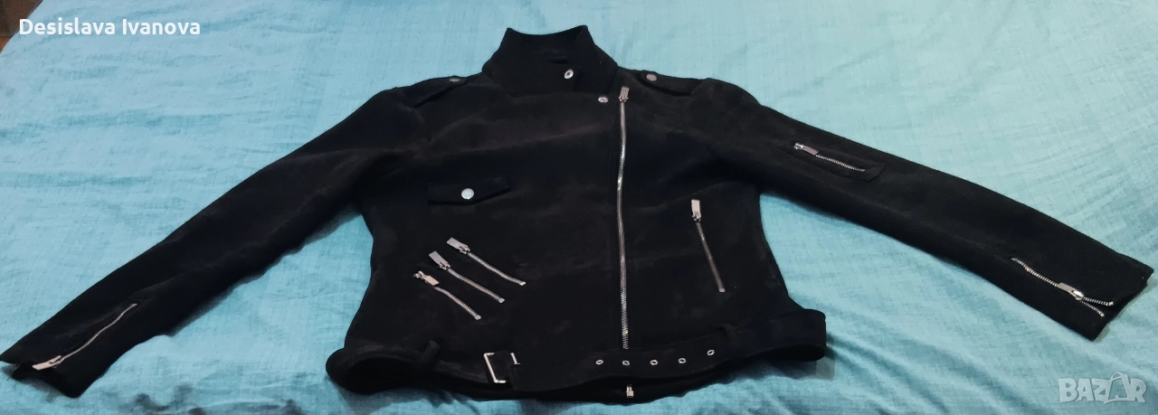Продавам дамско черно яке - тип рокерско , снимка 1