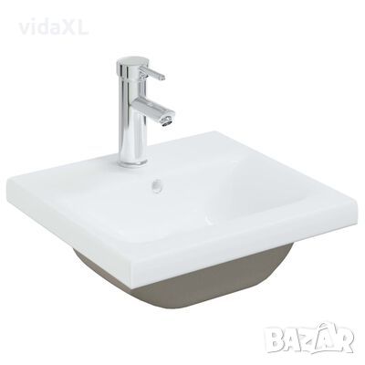 vidaXL Мивка за вграждане със смесител, 42x39x18 см, керамична, бяла(SKU:148623, снимка 1