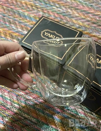 Стъклена чаша за кафе с двойно дъно 200ml, снимка 1