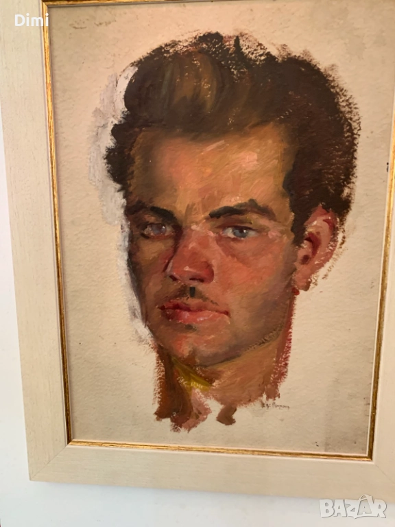 Картина ЕВГЕНИ ПОПТОШЕВ гваш АВТОПОРТРЕТ, снимка 1