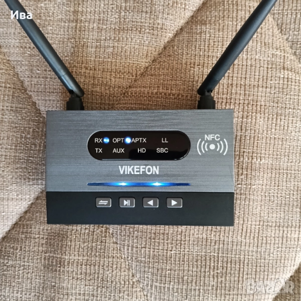 Bluetooth 5 Receiver&Transmitter B22, Optical,AUX,aptX HD,NFC, като нов!, снимка 1