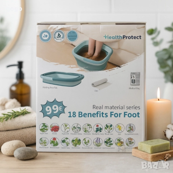 Комплект за детокс и релакс на краката – 20 сашета с 18 билки + сгъваем СПА леген, снимка 1