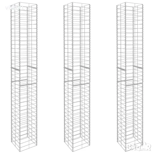 vidaXL Габионни кошници, 3 бр, поцинкована стомана, 25x25x197 см*SKU:145088), снимка 1