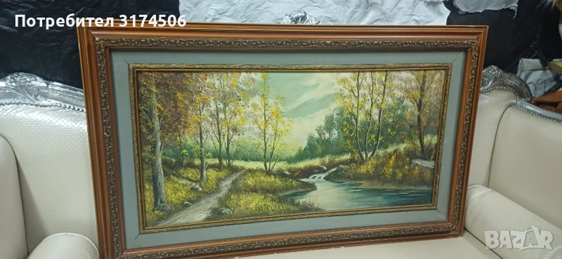 Картина рисувана на платно голяма автограф , снимка 1