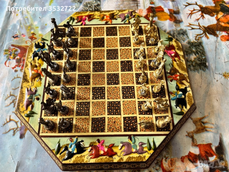 Ретро шах с метални фигури , снимка 1