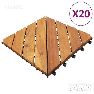 vidaXL Декинг плочки, 20 бр, кафяви, 30x30 см, акация масив（SKU:3114666, снимка 1