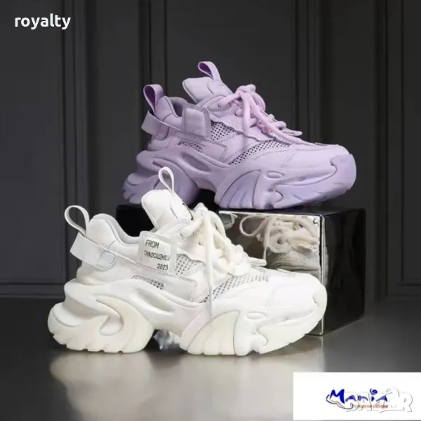 Дамски бели маратонки на платформа, снимка 1