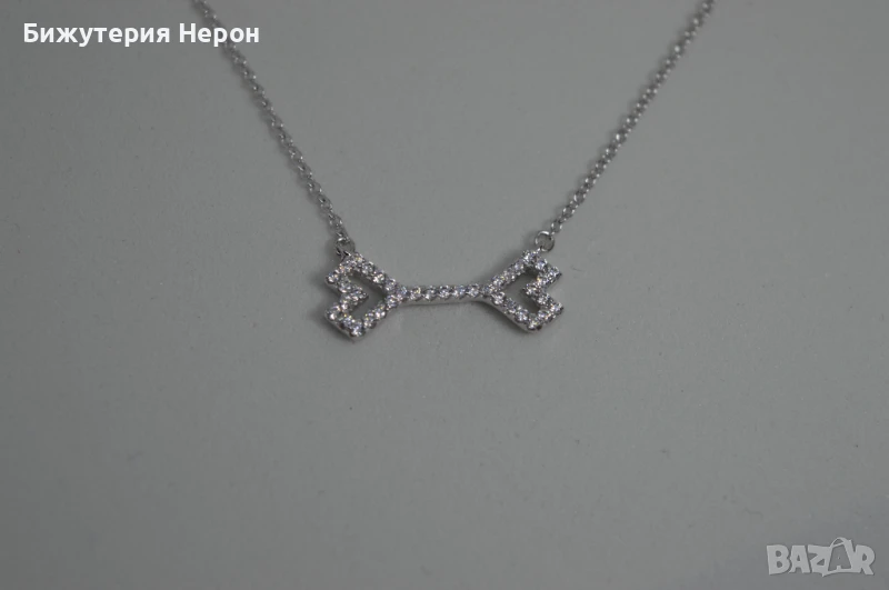 Сребърно колие родирано, снимка 1