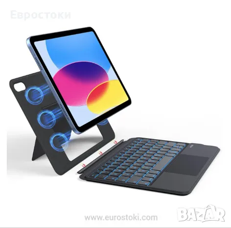 OMOTON калъф с клавиатура за iPad 10-то поколение 10,9 инча 2022 г., 7-цветно осветление, тъчпад, снимка 1