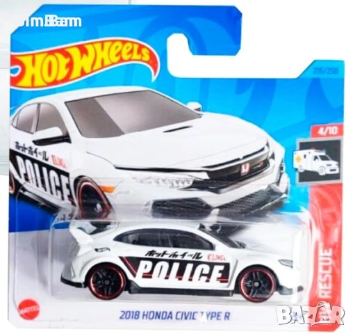 Оригинална количка Hot Wheels 2018 Honda Civic Type R Police, снимка 1