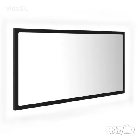 vidaXL LED огледало за баня, черно, 90x8,5x37 см, акрил(SKU:804933), снимка 4 - Огледала - 48587065