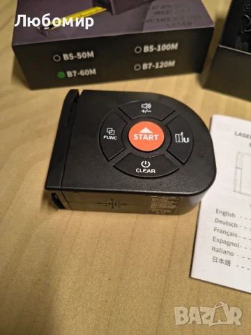 Лазерна ролетка 3 в 1, лазерен измервател на разстояние 196 фута/60 м, цифрова ролетка 16 фута , снимка 2 - Измервателни инструменти - 51221383