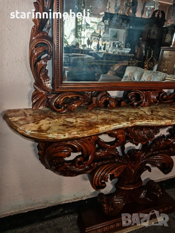 Антикварна дървена конзола , снимка 11 - Тоалетки - 52797104