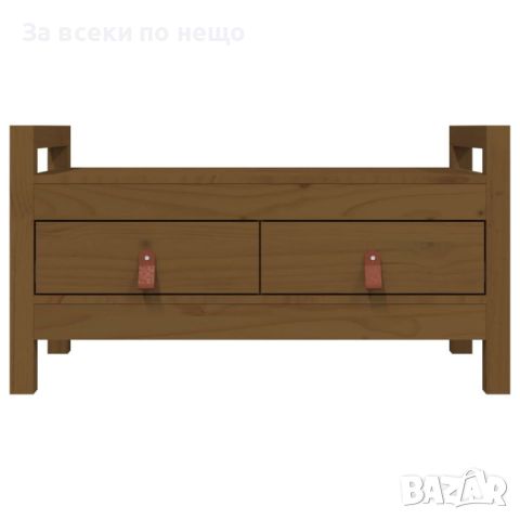 Пейка за антре меденокафява 80x40x43 см борово дърво масив, снимка 4 - Други - 45248489