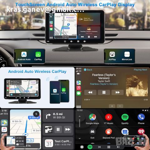 Woibugee Android Auto Wireless Apple Carplay Car Radio, 7-инчов дисплей IPS, снимка 4 - Аксесоари и консумативи - 45586169