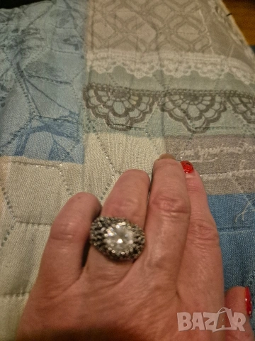 сребърен пръстен с голям циркон Tokash, снимка 3 - Пръстени - 53114683