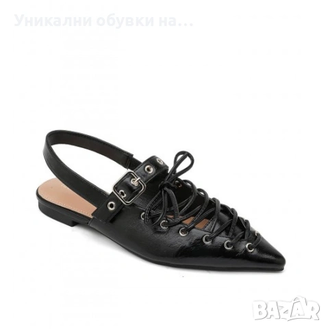 Черни обувки Slingback с отворена пета- Gracey Black 11735