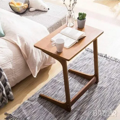 Маса бамбук диван, странична, Z-образно, бюро за лаптоп, нощно шкафче 112, снимка 6 - Маси - 49756462